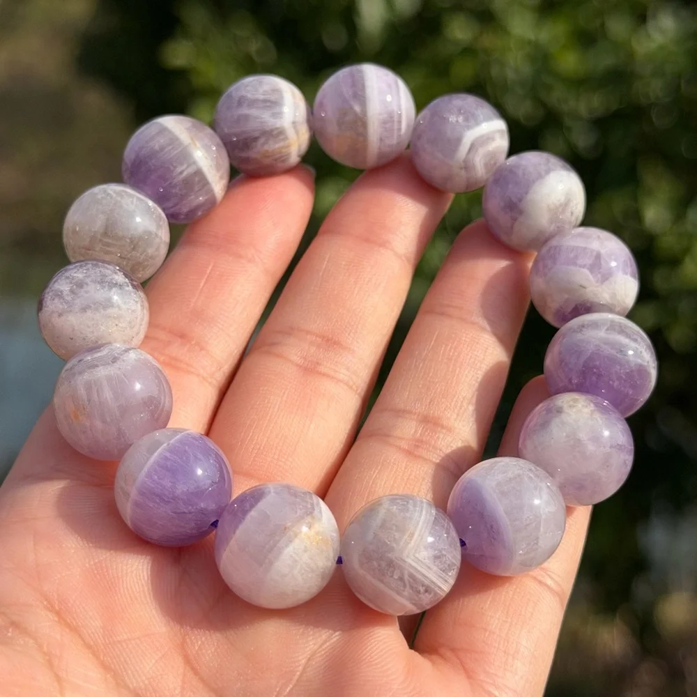 15mm chunky‎ stretchable purple dream amethyst bracelet 1166